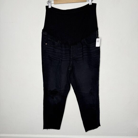 New Old Navy Maternity Full-Panel OG Straight Black Stretch‎ Jeans Women’s 16 - Picture 1 of 8